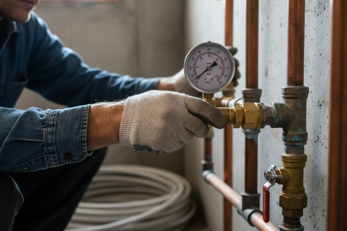 Pressure testing a repaired line during Water Line Repair in Coolidge
